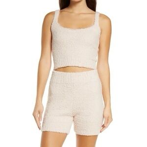 Skims cozy knit tank & shorts set- bone